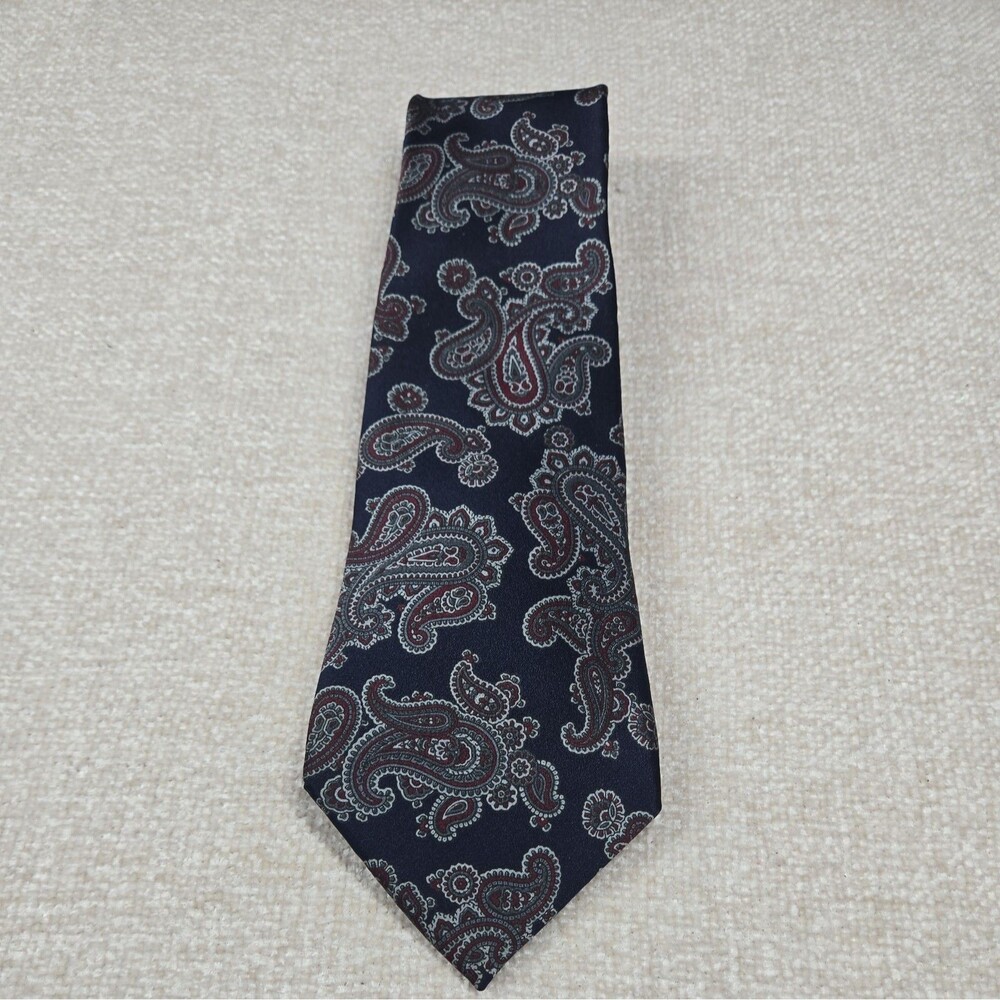 Vintage Don Loper Blue Paisley Tie 100% Italian Silk Made in USA Beverly Hills